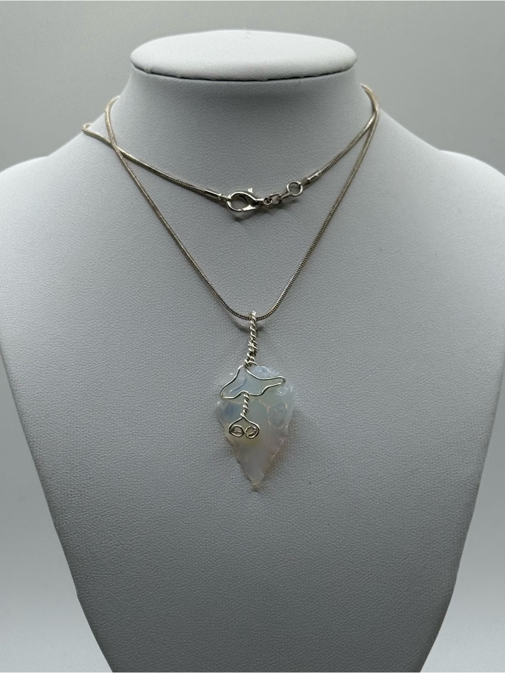 Sterling Silver Opalite Arrowhead Pendant Necklace